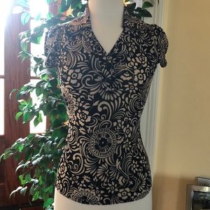 Copper Key Black & Cream Soft & Cool Blouse